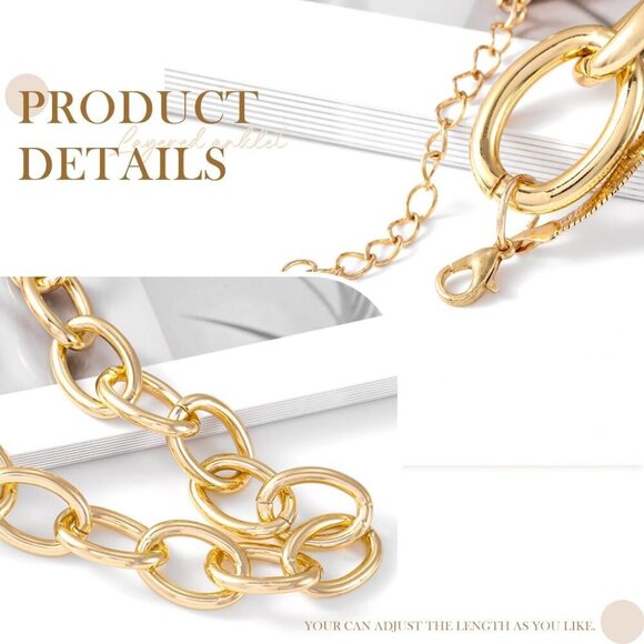 Boho Choker Necklace Gold Cuban Link Necklaces Chain Fashion Jewelry for Women a - Picture 4 of 8